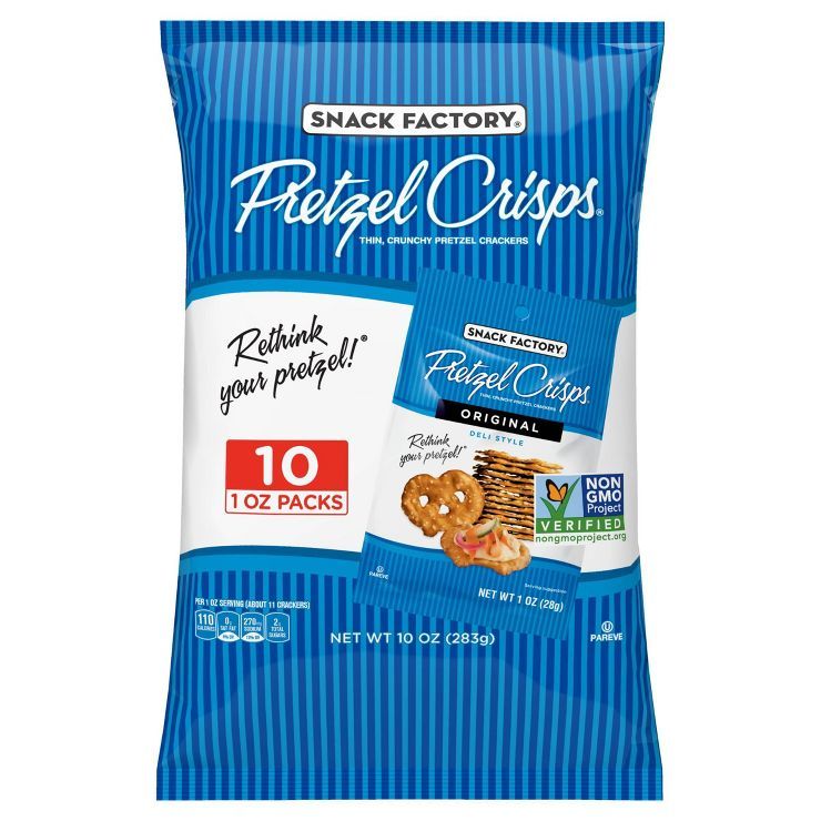 Snack Factory Original Flavored Pretzel Crisps Crackers - 10oz/10pk | Target