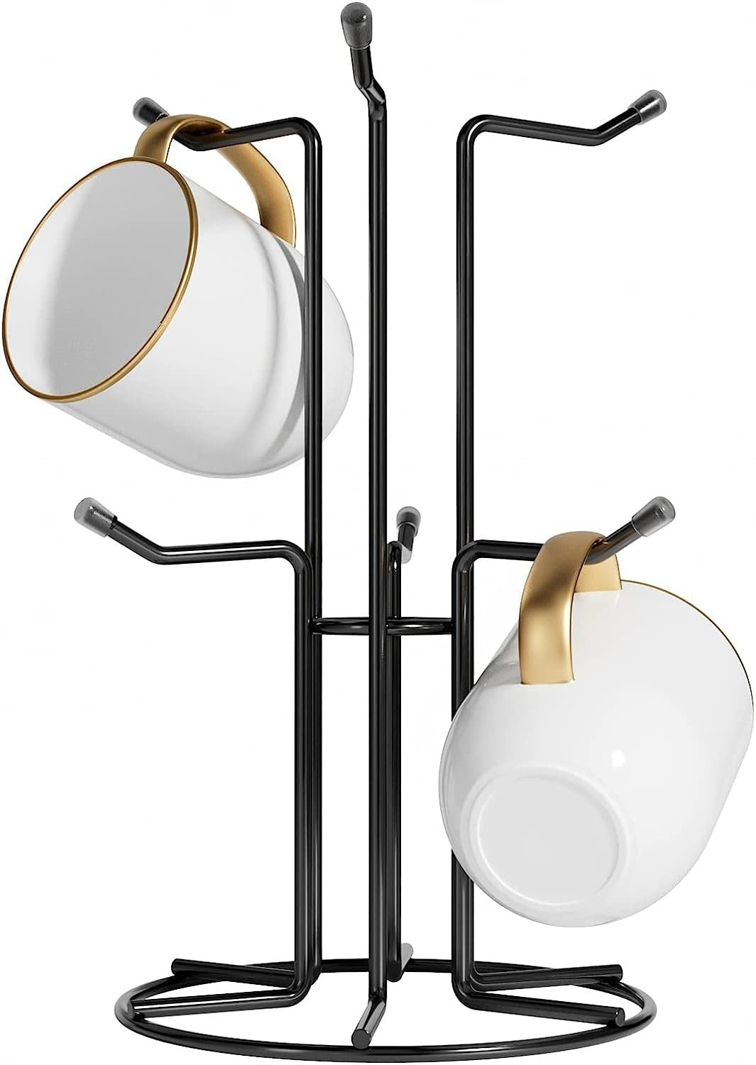 HULISEN Mug Tree for Large Cups, Counter Coffee Mug Holder with 6 Hooks, Metal Coffee Cup Holder ... | Amazon (US)