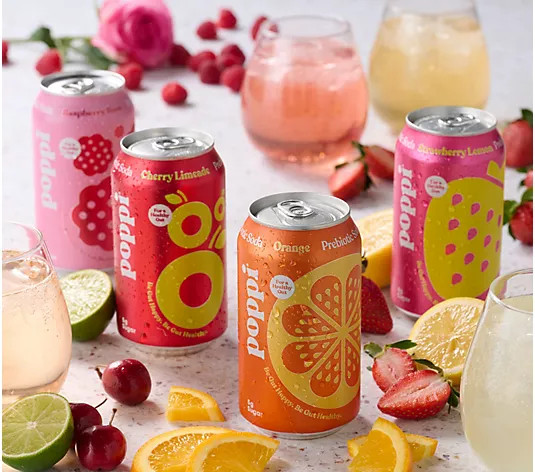 Poppi (16) 12 oz Cans of 5g Sugar Prebiotic Soda - QVC.com | QVC