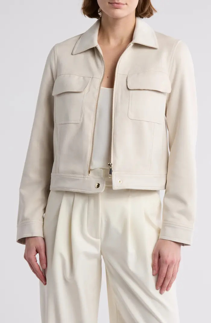 ELIE ELIE TAHARI Collared Faux Suede Jacket | Nordstromrack | Nordstrom Rack