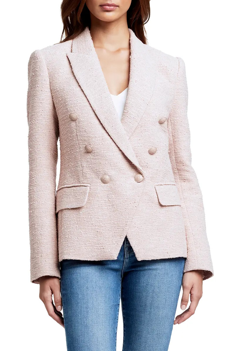 L'AGENCE Kenzie Double Breasted Tweed Blazer | Nordstrom | Nordstrom