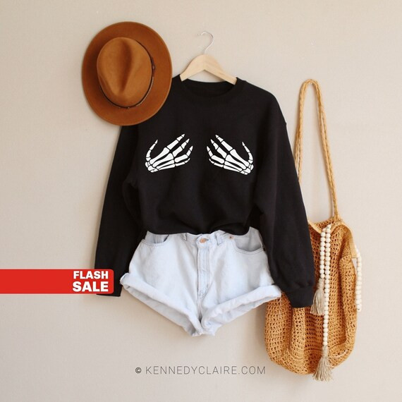 Funny Halloween Sweatshirt  Skeleton Hands Shirt Halloween - Etsy | Etsy (US)