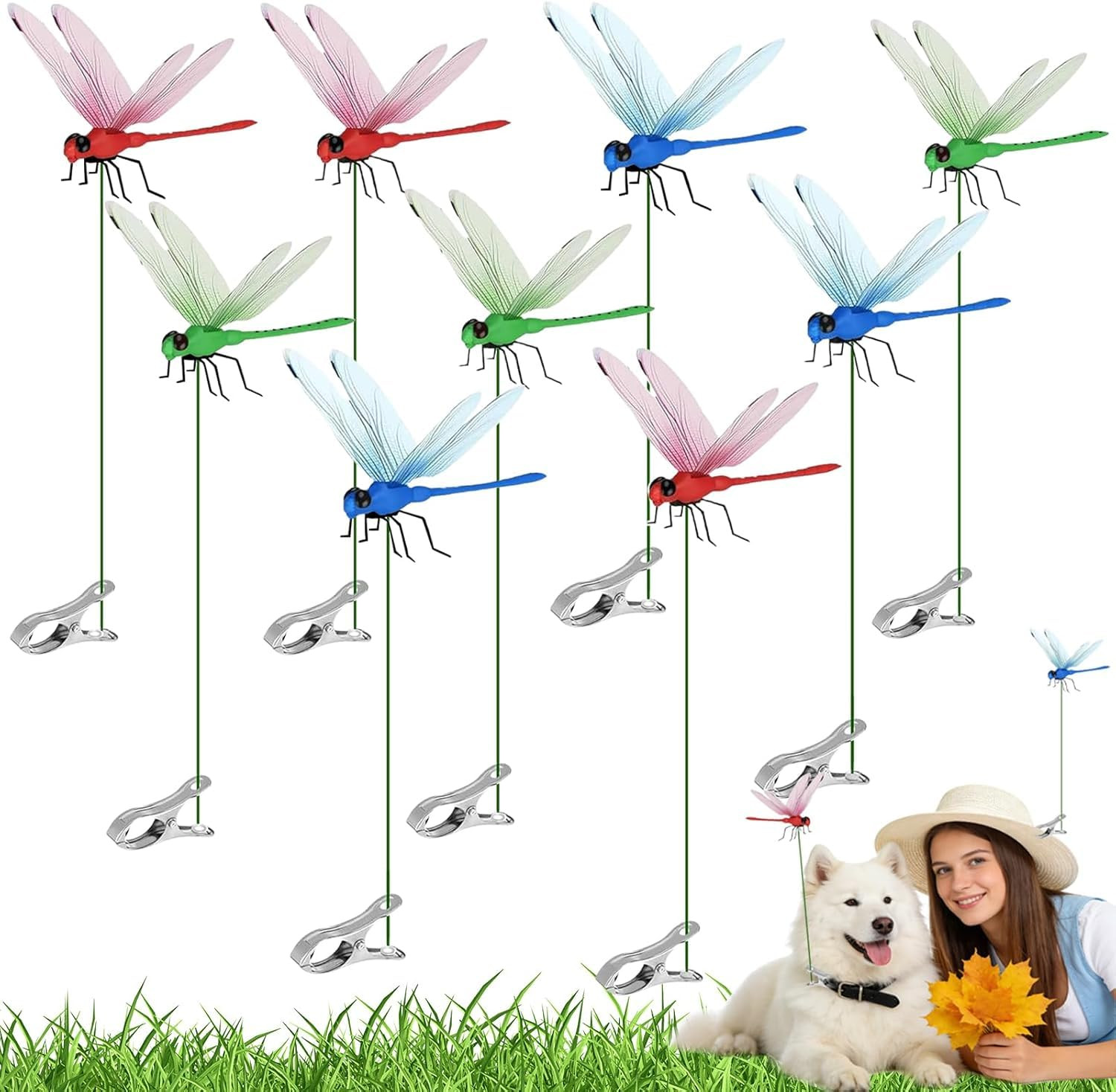 9 PCS Dragon Fly Clips for Bugs Repellent, Dragonfly Clip Bug Repellent,Fake Dragonflies, Plastic... | Amazon (US)