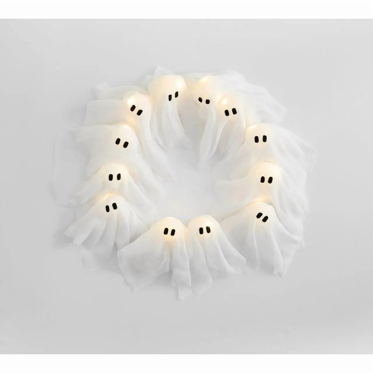 Halloween Lit Ghost Wreath with Led – 12 Light-up White Ghosts for Front Door Indoor/Outdoor Wa... | Walmart (US)