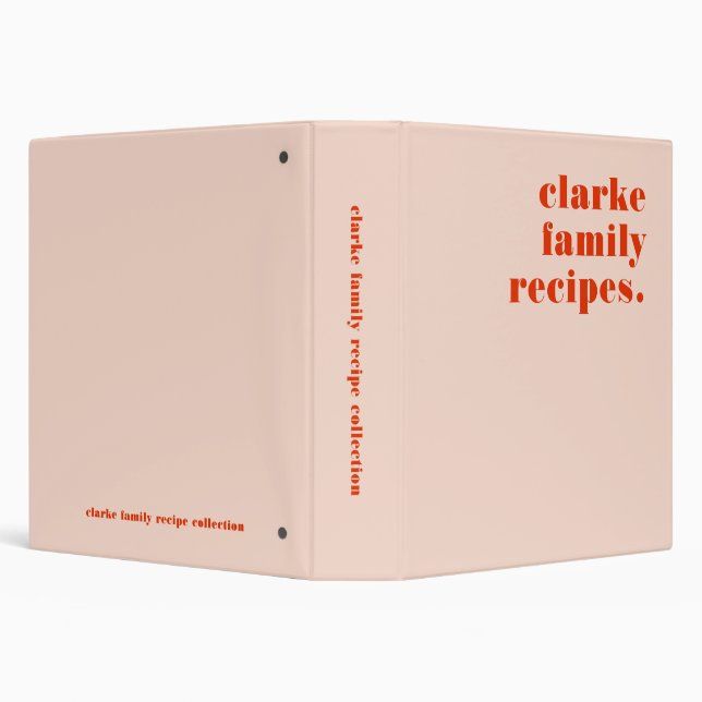 Family Recipes Retro Vintage Blush Pink and Red 3 Ring Binder | Zazzle | Zazzle