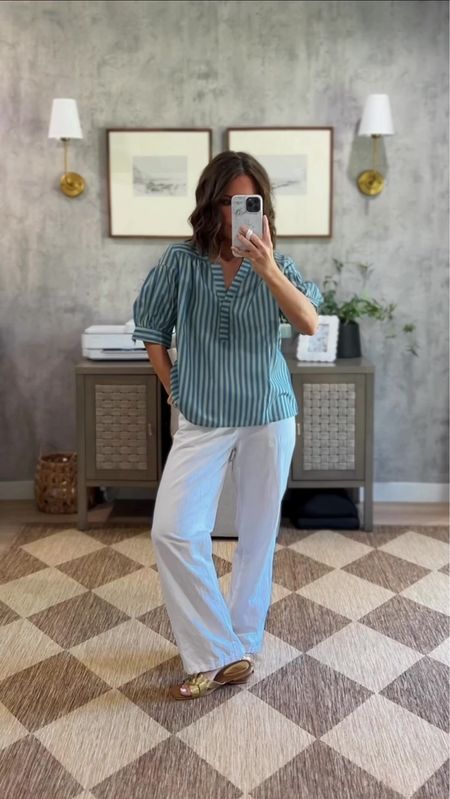 Linen pants outfit 
Top in a small
Pants in a xs
Shoes true to size 

#amazonfashion 

#LTKFindsUnder50 #LTKVideo #LTKStyleTip