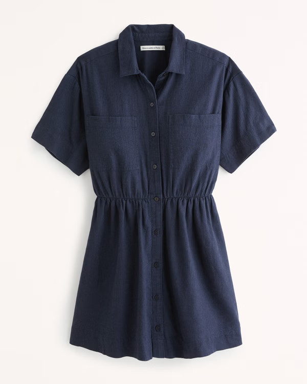 Linen-Blend Shirt Dress | Abercrombie & Fitch (US)