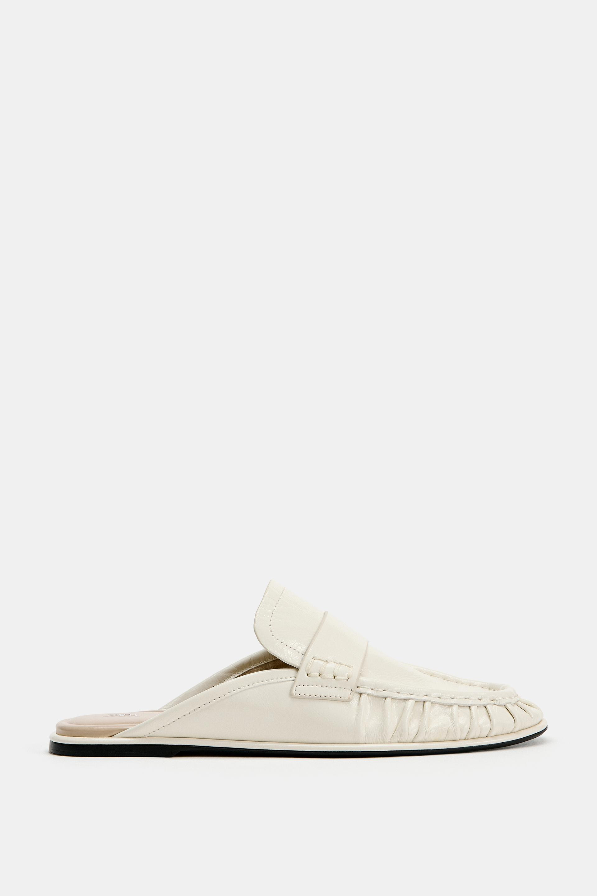 Zara - Leather Mule Loafers - Off White - 8 - Woman | Zara US