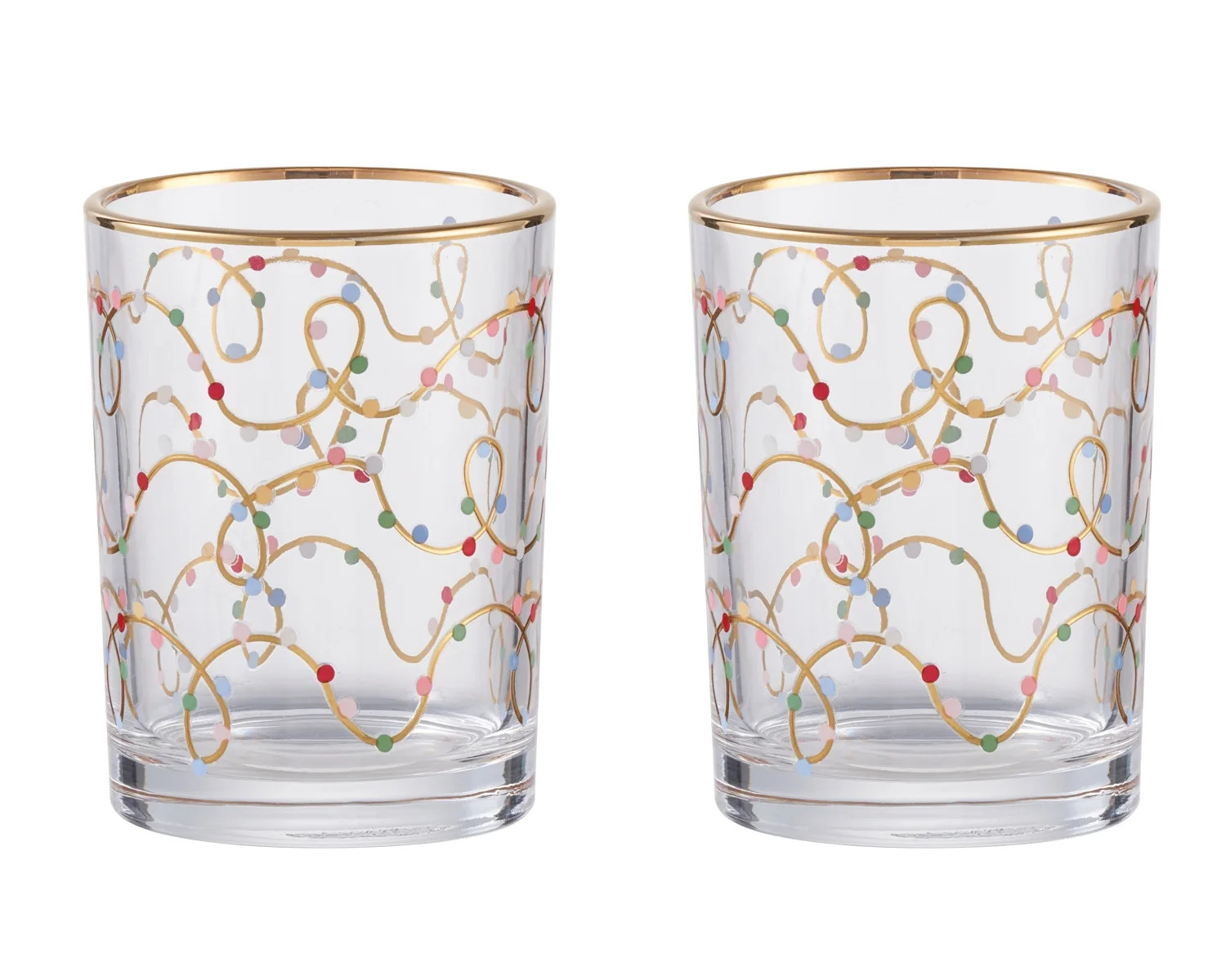 Holiday Time Glass 11oz DOF Gold Lights Gold Rim - Walmart.com | Walmart (US)
