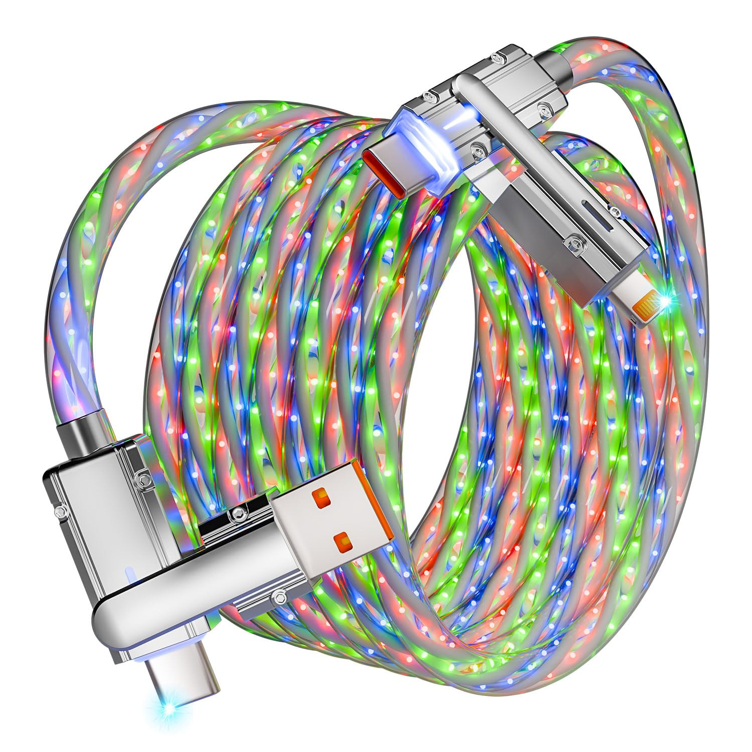 4 in 1 Charging Cable Fast Charging 66W, USB C Cable 5 FT Chubby USB A/C to C/L Multi Charging Ca... | Amazon (US)