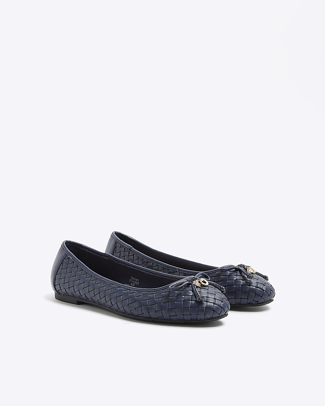 Navy weave bow ballet pumps | River Island (UK & IE)