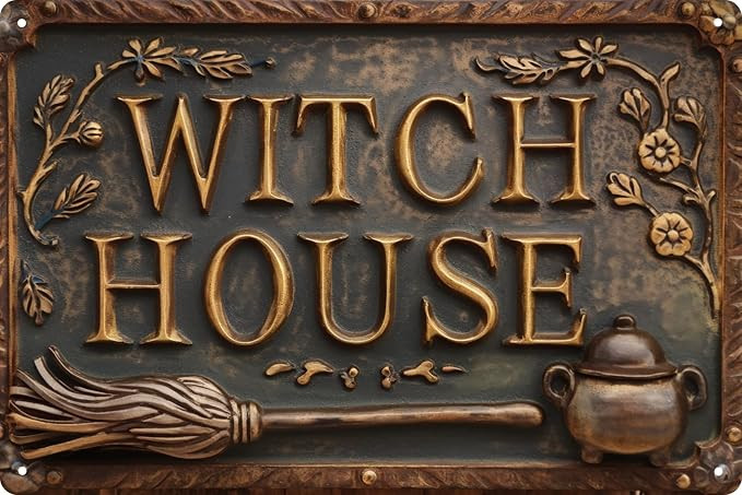 Witch House Vintage Metal Sign Decor Plaque 8x12 in Funny Retro Poster for Garage Porch Cafe Bar ... | Amazon (US)