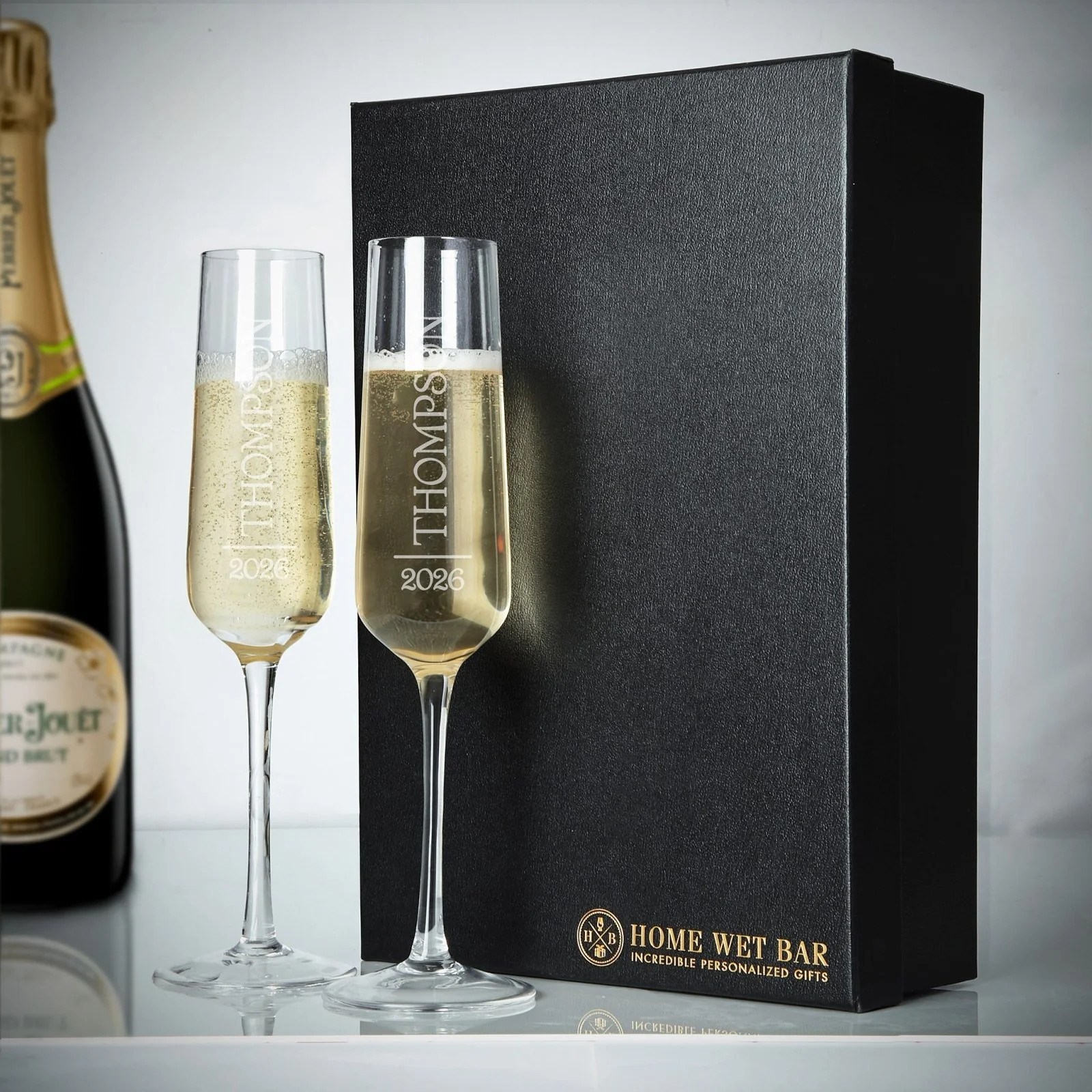Asti Engraved Champagne Flutes Gift Box Set | HomeWetBar.com