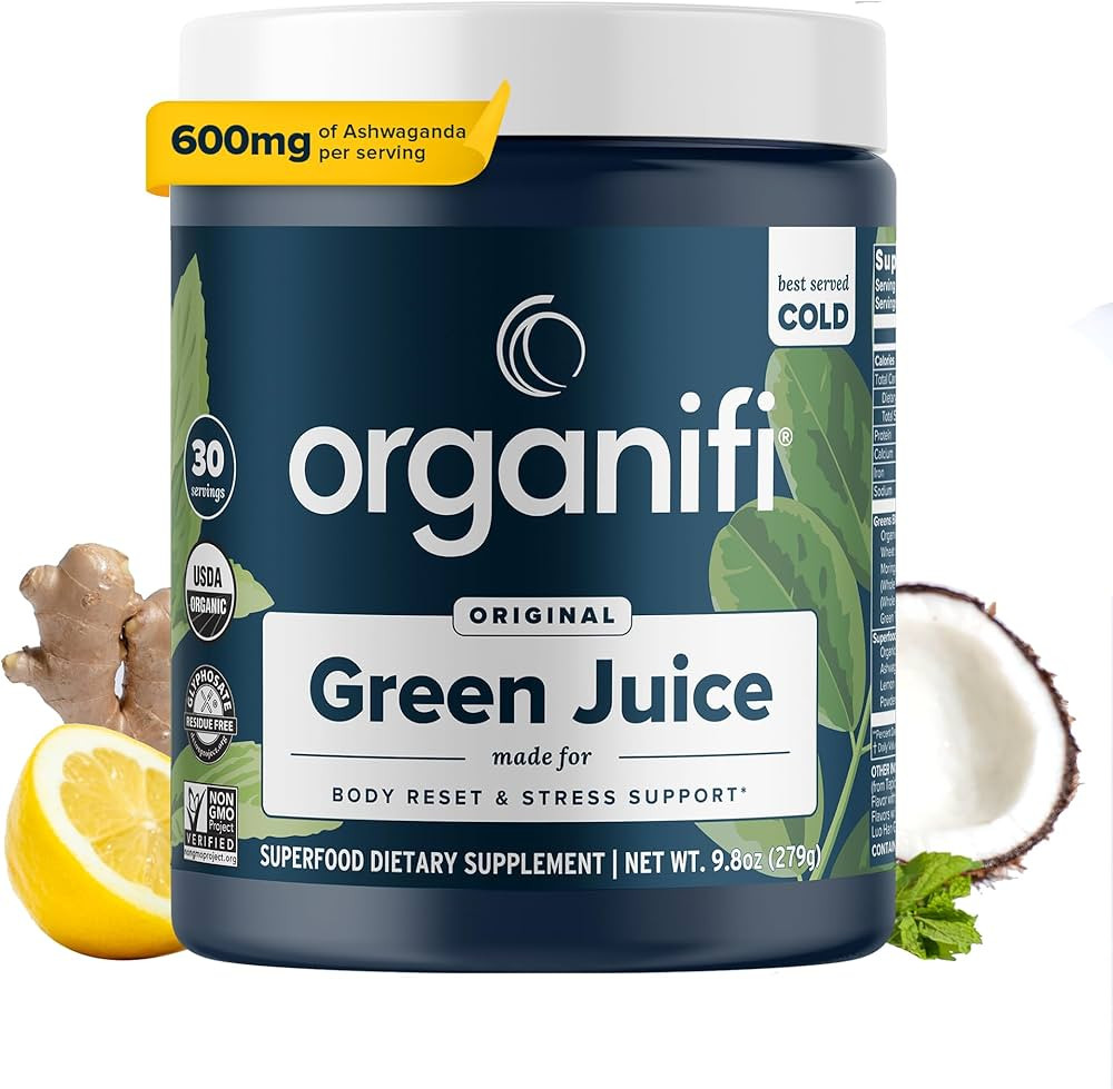 Organifi Green Juice - Powder Supplement with Organic Spirulina, Ashwagandha, and Chlorella - Hel... | Amazon (US)