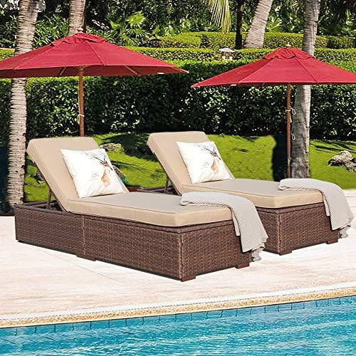 Patiorama Outdoor Patio Chaise Lounge Chair, Elegant Reclining Adjustable Pool Rattan Chaise Lounge  | Amazon (US)
