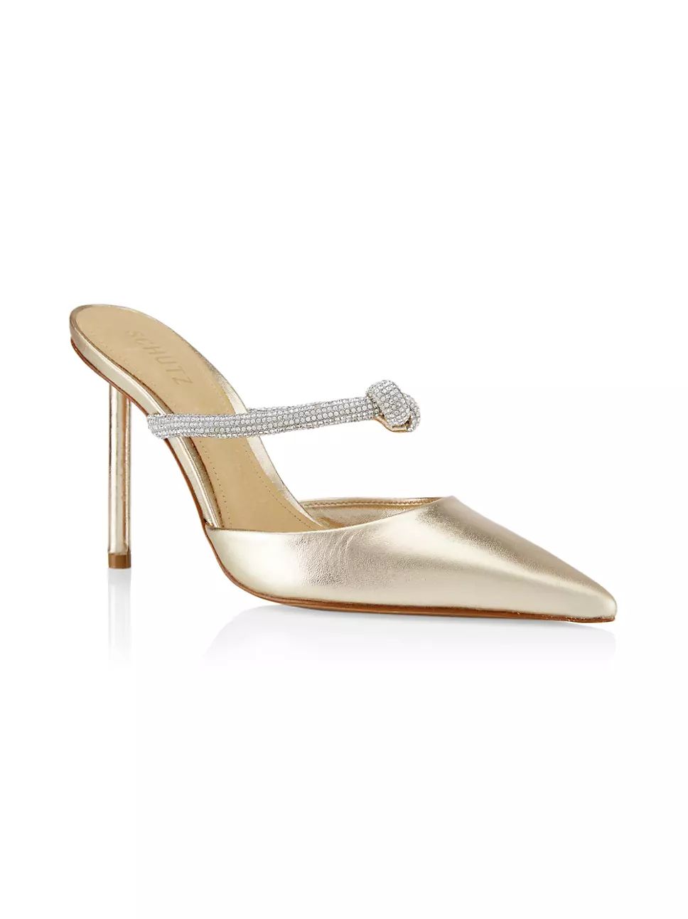 Pearl 84MM Crystal-Embellished Leather Mules | Saks Fifth Avenue