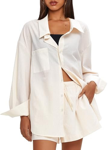 Darong Women 2025 Summer 2 Piece Sets Printed Short Sleeve Tops Lounge Shorts Beach Vacation Outfits 9213 Beige L | Amazon (US)