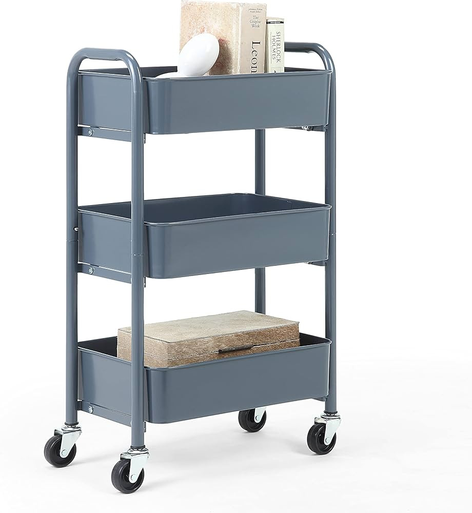SunnyPoint 3-Tier Delicate Compact Rolling Metal Storage Organizer - Mobile Utility Cart Kitchen/... | Amazon (US)