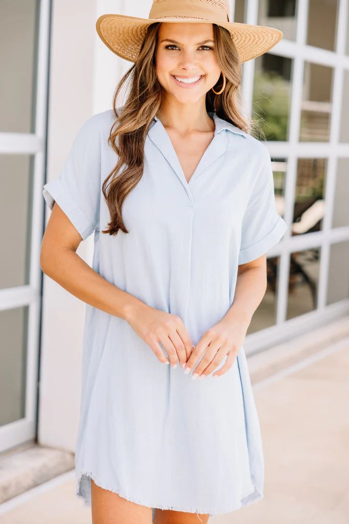 Shoot Your Shot Light Denim Blue Linen Dress | The Mint Julep Boutique