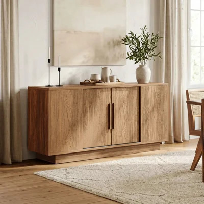 63'' Sideboard Buffet Cabinet With 4 Sliding Doors, Wood Credenza Storage Cabinet With Magn | Wayfair North America