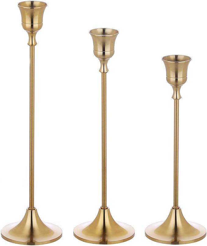 VINCIGANT Brass Gold Candlestick Holders / Taper Candle Holders,Vintage Modern Decorative Centerp... | Amazon (US)