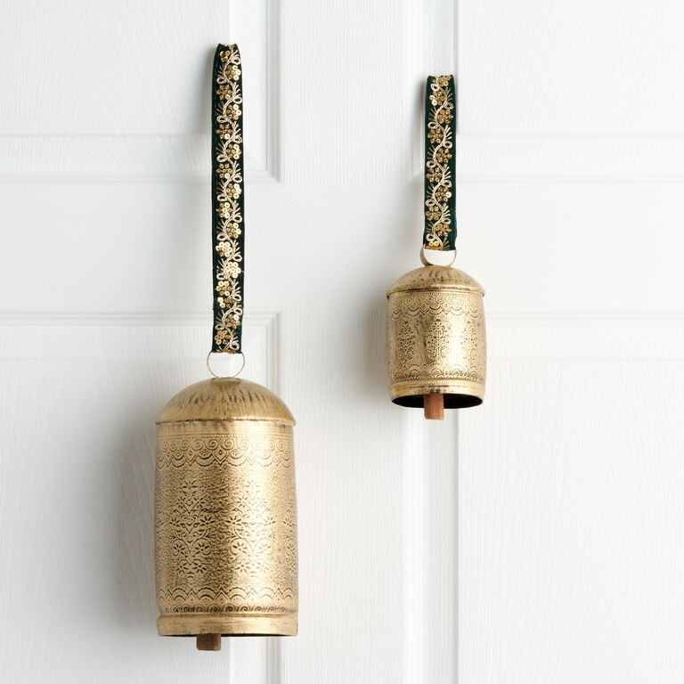 Gold Embossed Metal Bell Hanging Decor | World Market
