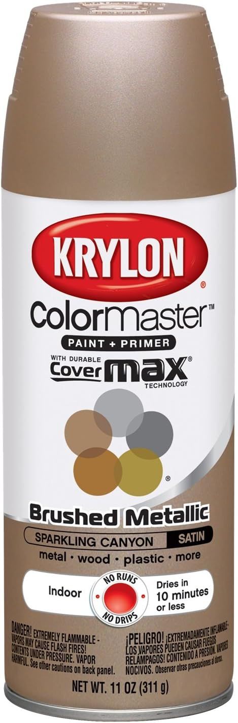 Krylon K05125207 ColorMaster Paint + Primer, Brushed Metallic, Satin, Sparkling Canyon, 11 oz. | Amazon (US)