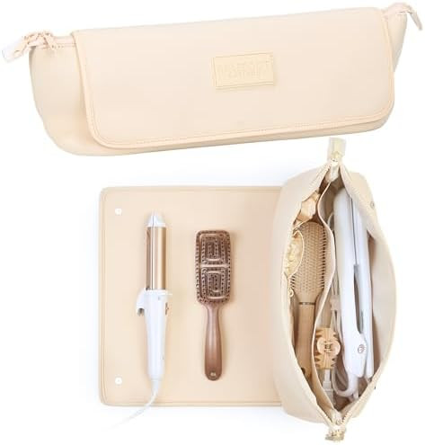 BAREFOOT CARIBOU Hair Tools Travel Bag and Heat Resistant Mat for Flat Irons, Straighteners, Curl... | Amazon (US)