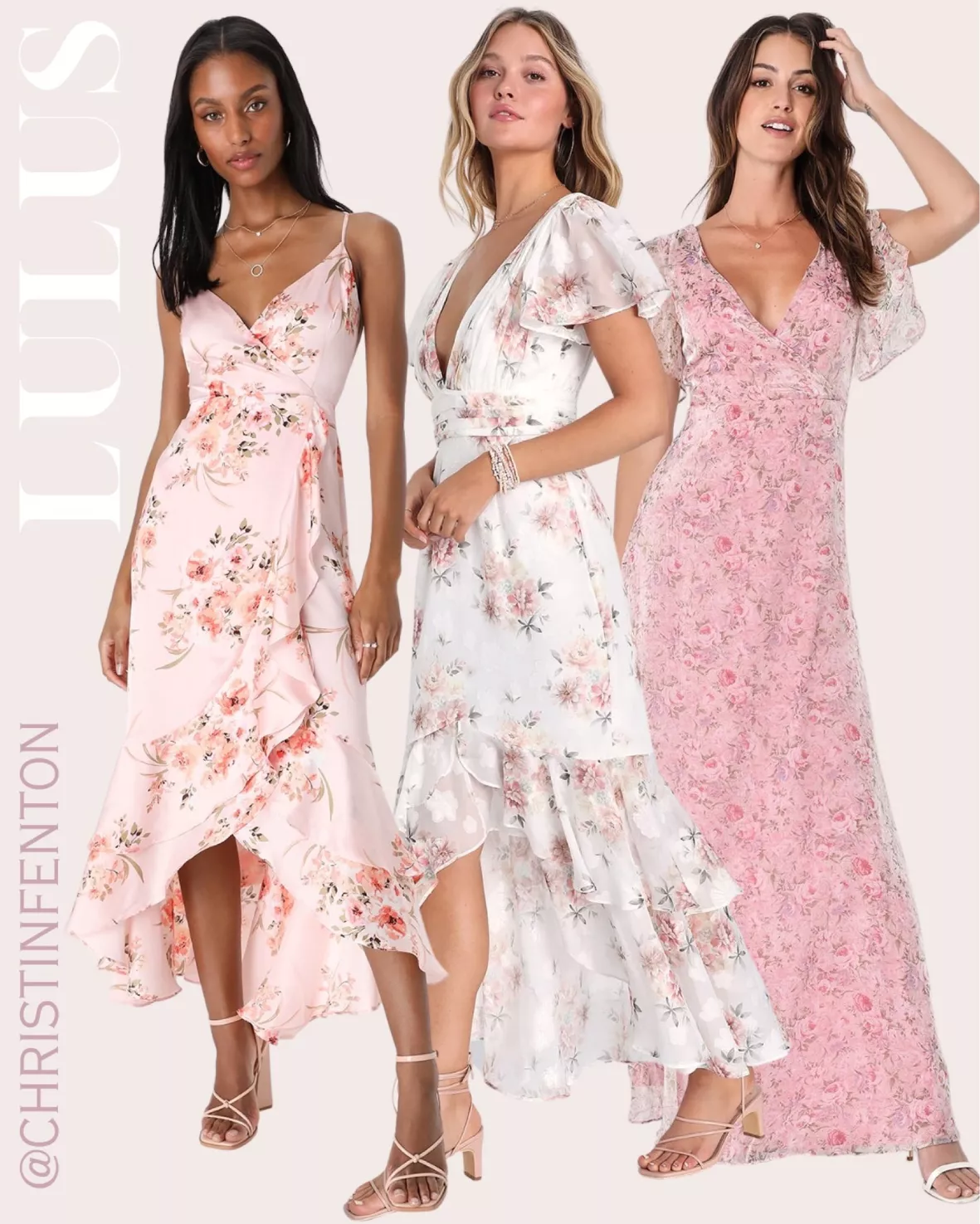 Blush Floral Print Dress - High-Low Dress - Wrap Dress - Lulus