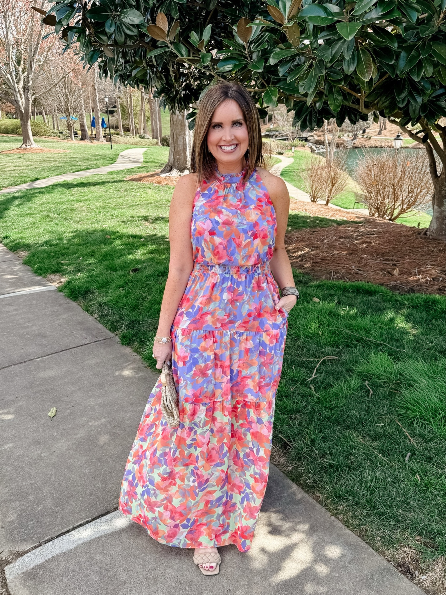 Vince Camuto halter neck floral maxi dress from Belk - generous fit, wearing size 8 but size 6 would fit also 

Easter dress
Wedding guest dress 
Halter dress 

#LTKSpringSale #LTKover40 #LTKstyletip