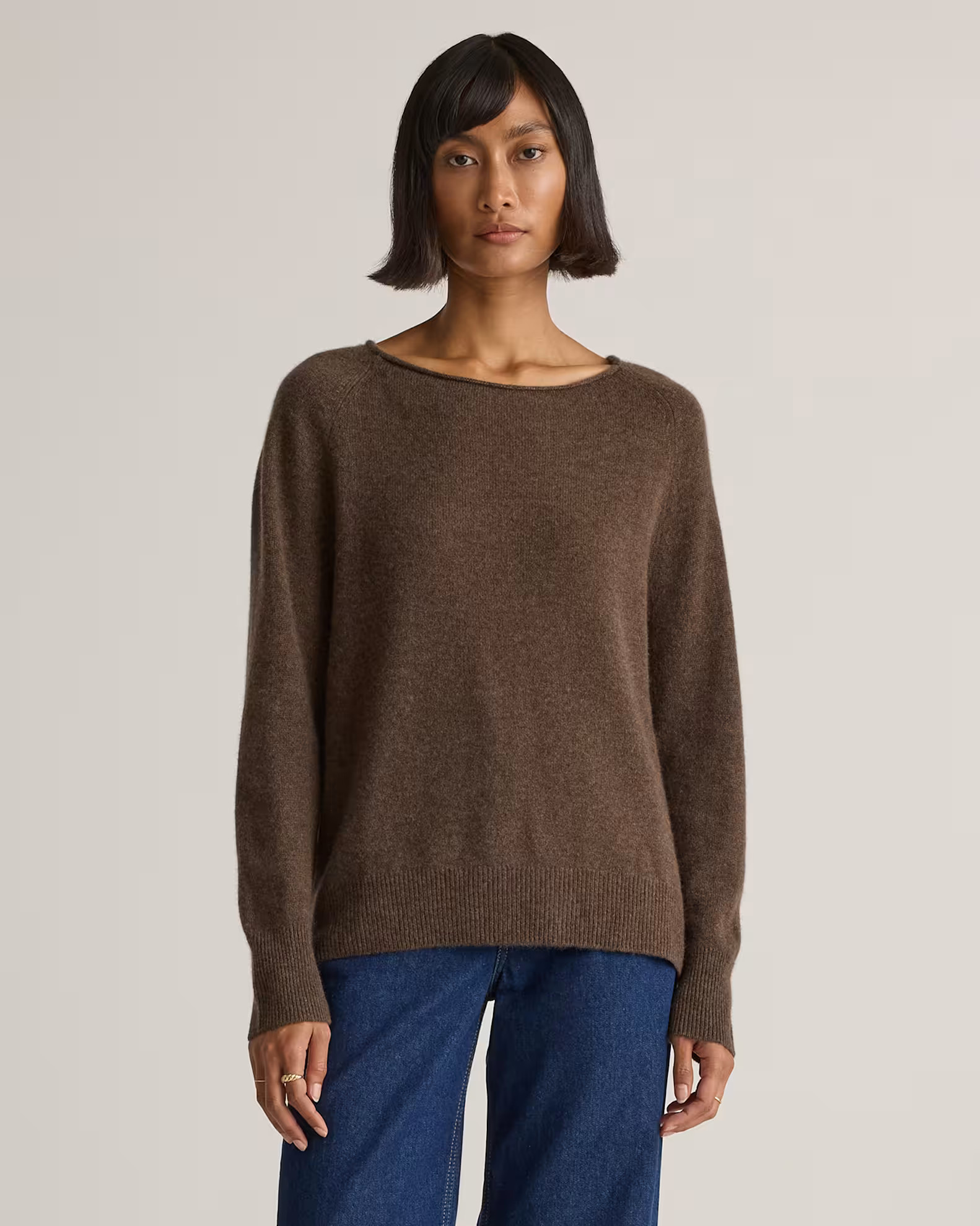 Mongolian Cashmere Boatneck Sweater in Brown | Quince