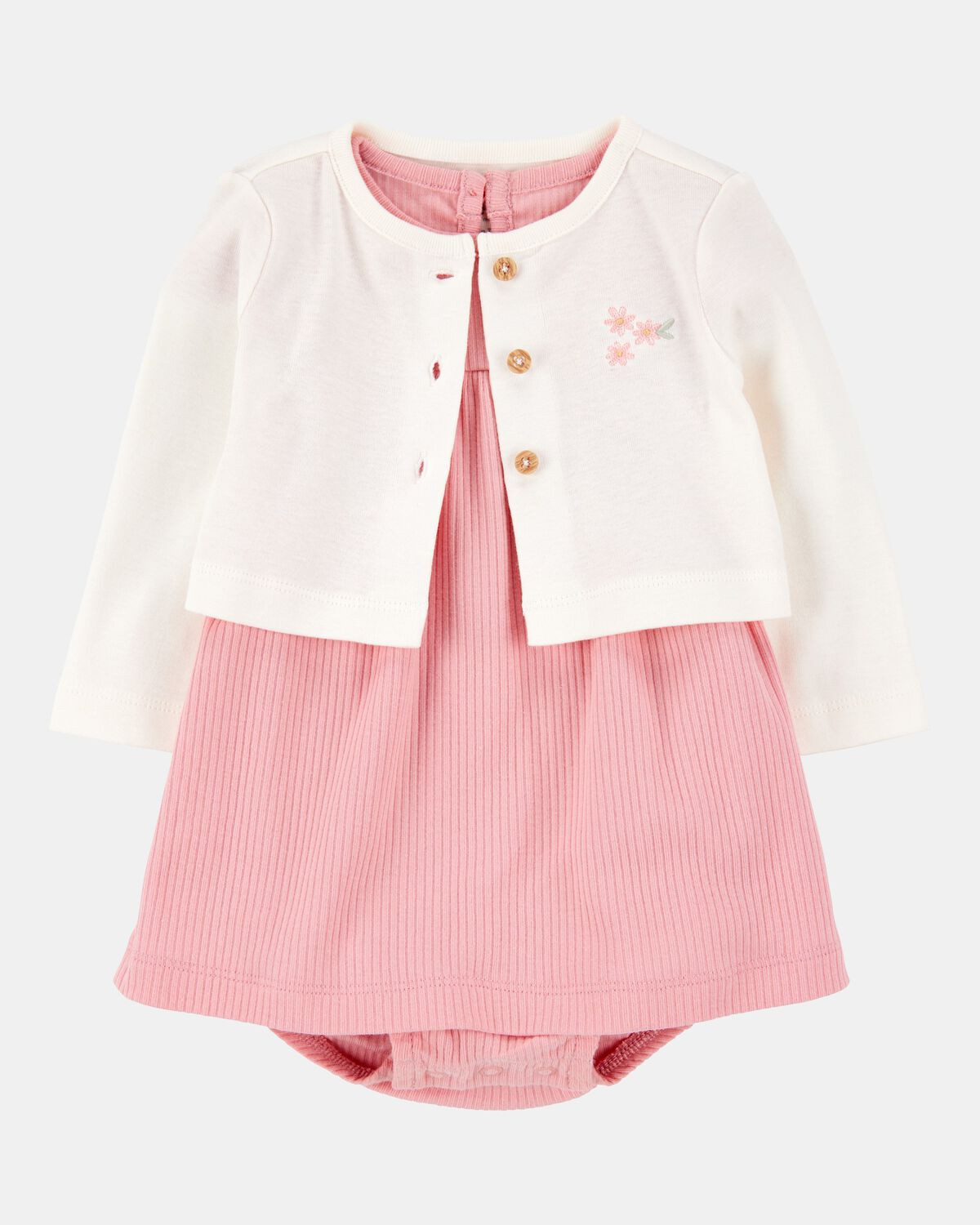 Baby 2-Piece Bodysuit Dress & Cardigan Set - Pink/Ivory | Carter's | Carter's Inc