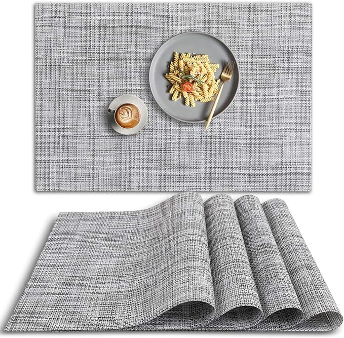 homEdge PVC Placemat, 4 PCS of Non-Slip Heat Resistant Place Mats, Washable Vinyl Placemats, Set ... | Amazon (US)