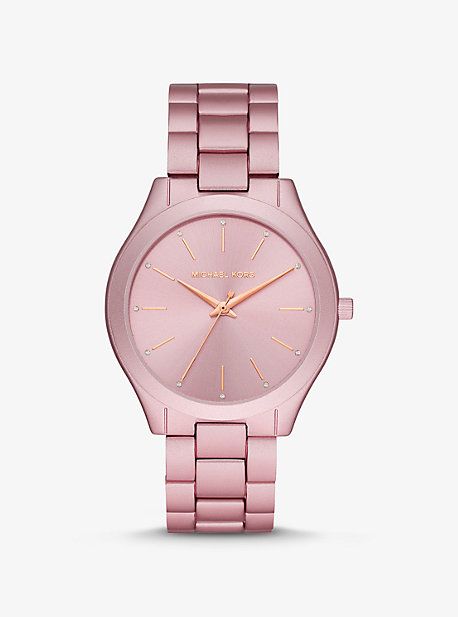 Oversized Slim Runway Pink-Tone Aluminum Watch | Michael Kors US