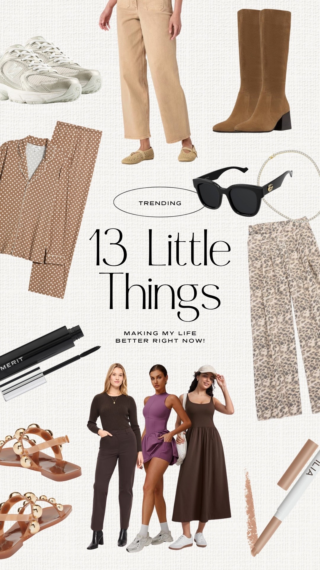 13 little things making my life easier right now! I went up half a size in knee high boots to make room for socks. Wide leg leopard sweatpants in XXS. My favorite Gucci sunglasses. Amazon tennis necklace in 16”. Amazon athletic dress in XS. Patch pocket jeans in 00. I love this new clean beauty tubing mascara! My athletic sneakers are TTS. The best pajamas in XS. Eyeshadow sticks in faun and jubilee (I use these colors the most). My jelly sandals are whole sizes only - I’m a 6.5 and did a 7. Old Navy work pants in 00 petite. Amazon no-bra needed maxi in XXS.

#LTKSeasonal #LTKPetite #LTKBeauty