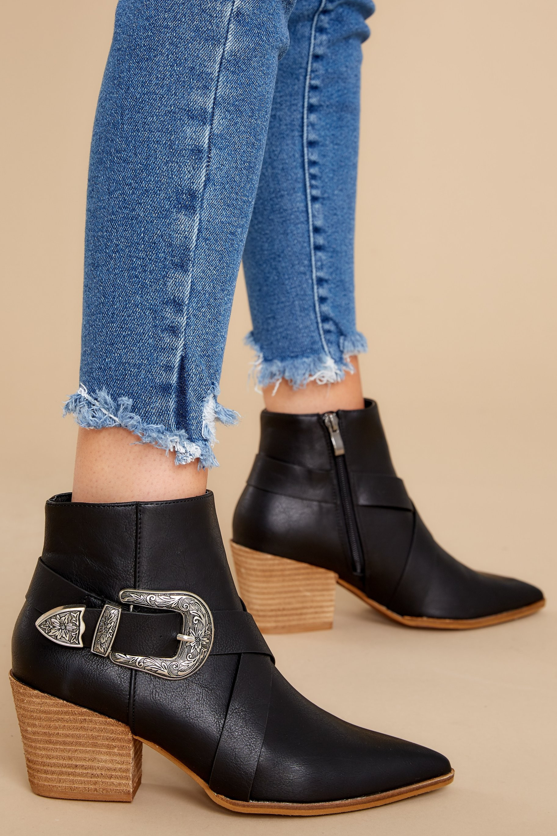 Sleek Style Black Ankle Booties | Red Dress 