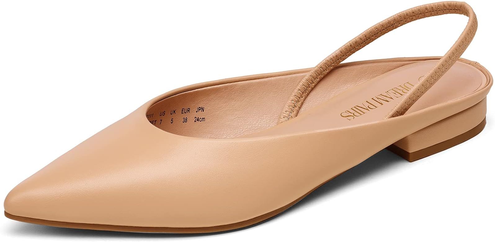 DREAM PAIRS Women's Ballet Flats Dressy Pointed Toe Slingback Flats Shoes | Amazon (US)