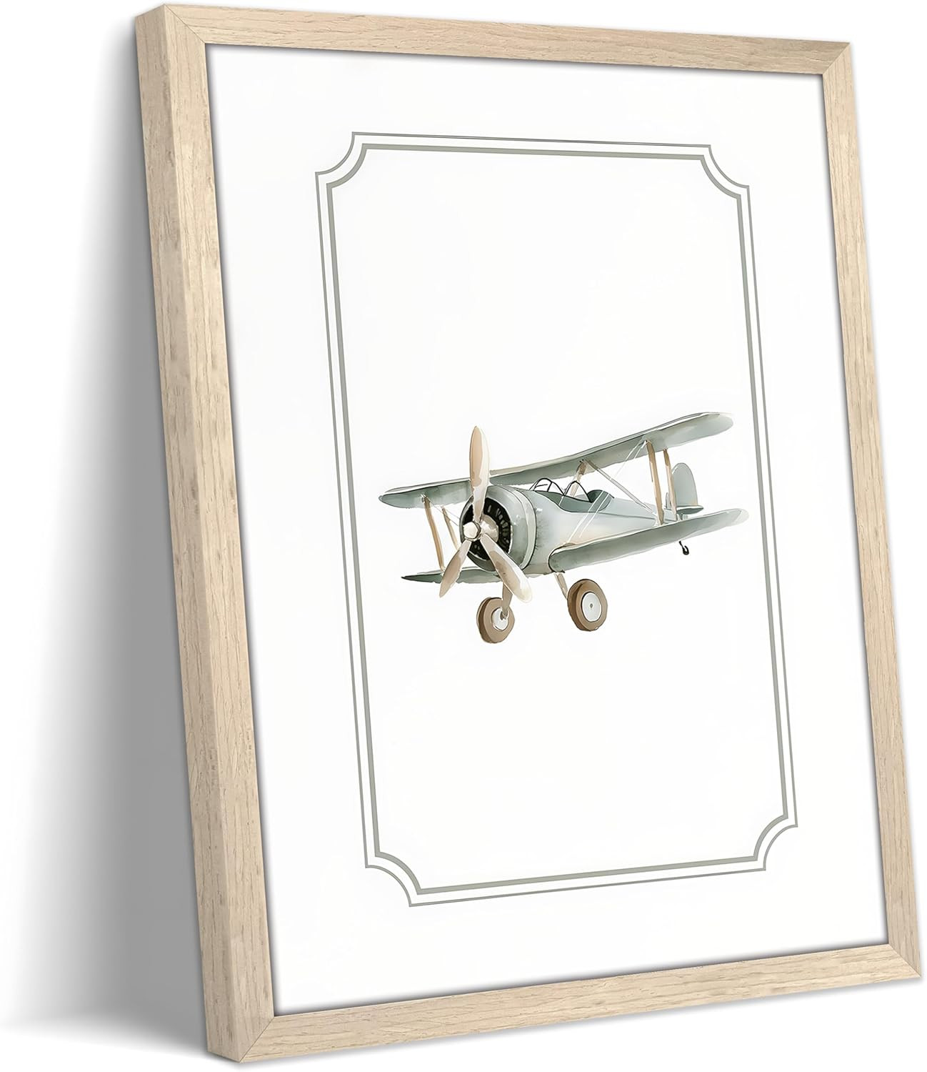Framed Nursery Room Wall Art, Vintage Airplane Wall Decor Painting, Baby Boy Nursery Canvas Decor... | Amazon (US)