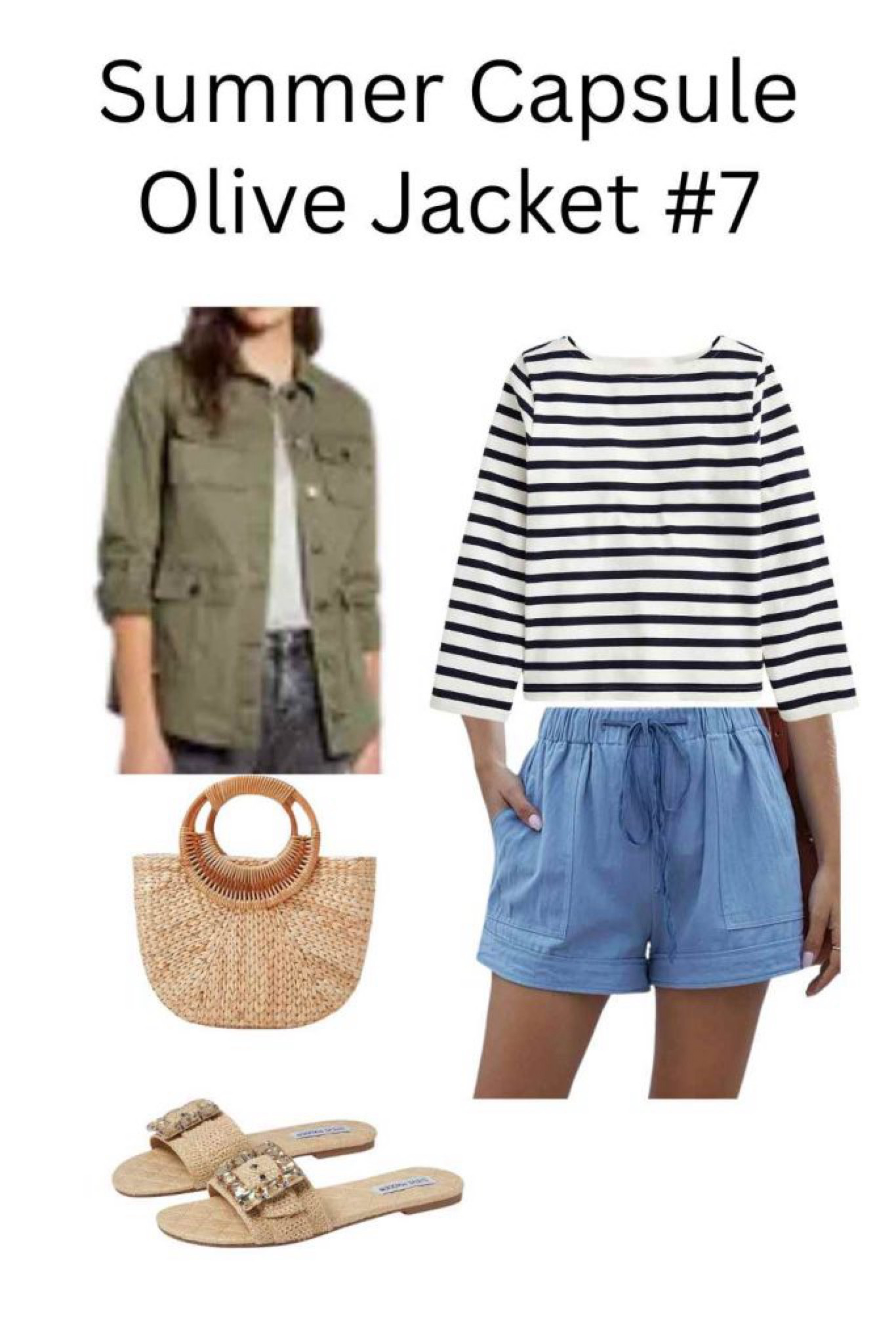 I love this casual look! Navy striped tee under the olive utility jacket and blue linen shorts. Add tan bag and slides to complete this late summer outfit!

I am thrilled to show you 50 casual, classic, chic, summer outfits from my summer capsule wardrobe 2024! 
This is the link for the post to show you the items and how to enjoy them to the fullest: Summer Capsule Wardrobe 2024: 17 More Easy, Smart Casual Summer Outfits for You to Enjoy and Maybe Even Copy! - Dr. Julie's Fun Life
Please follow my blog at: drjuliesfunlife.com for fun, fashion, family, and food!❤️Thank you!

#LTKOver40 #LTKItBag #LTKFindsUnder50