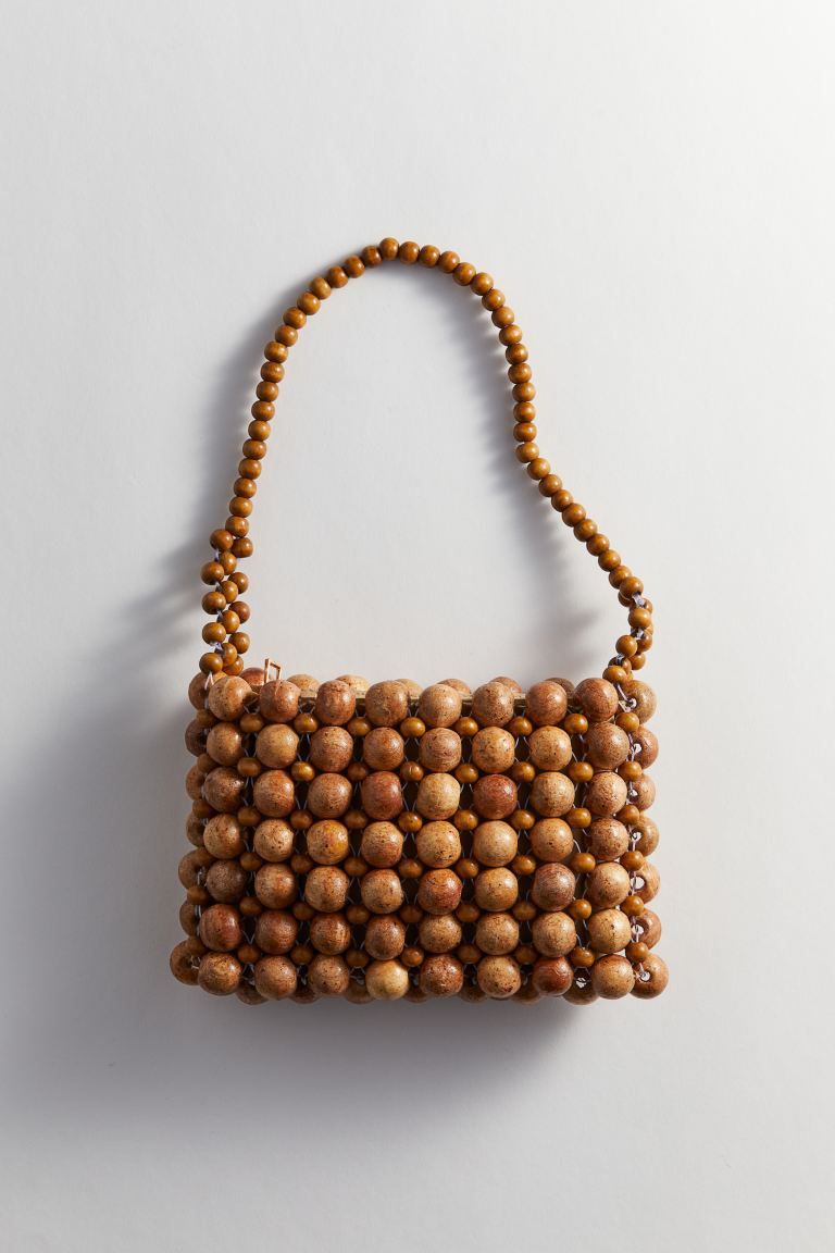 Wooden-bead Handbag - Dark beige - Ladies | H&M US | H&M (US + CA)