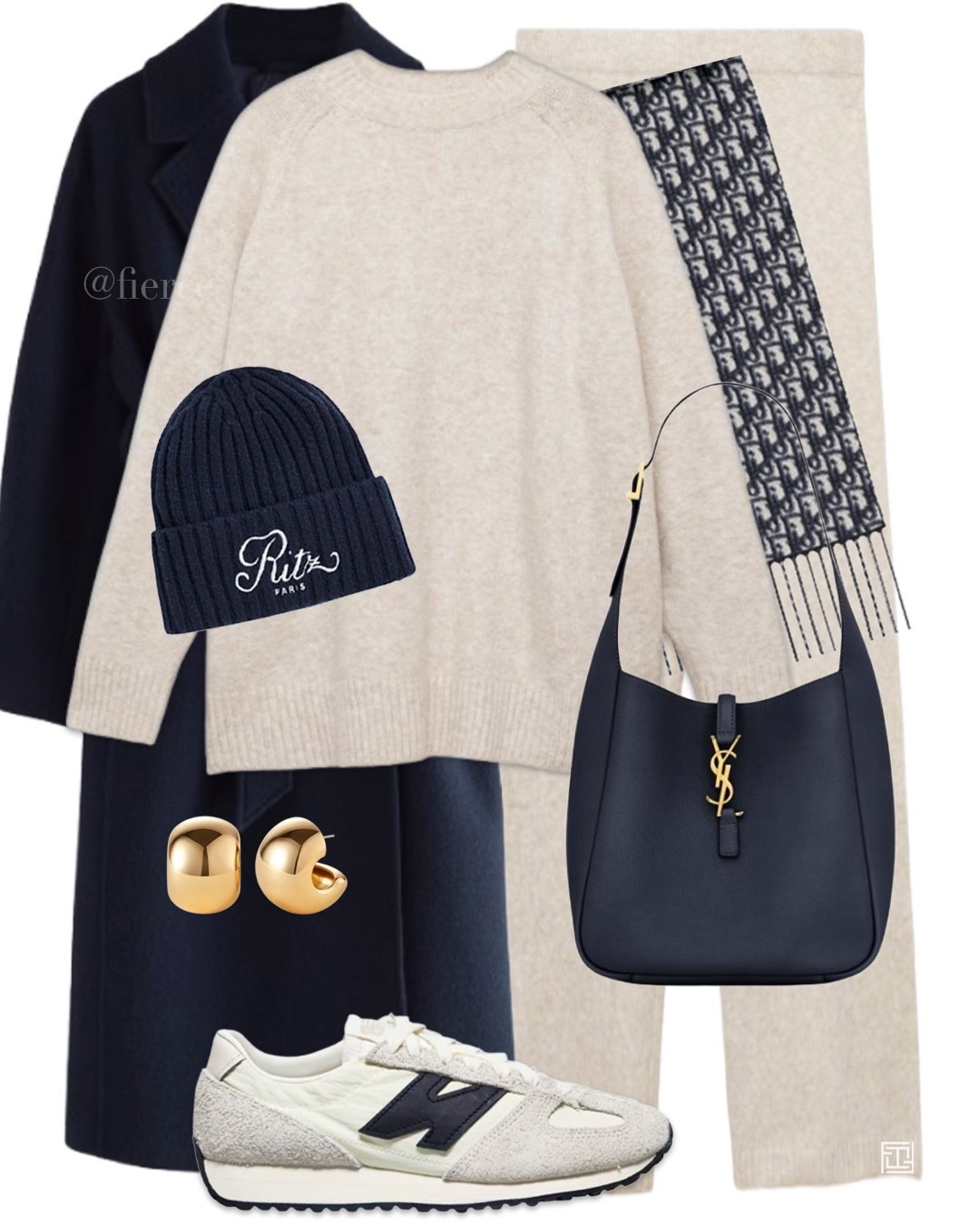 Cream knitted set knitted trousers Ysl navy bag navy beanie hat Dior scarf navy wool coat casual weekend outfit travel look school run

#LTKeurope #LTKuk #LTKwinter