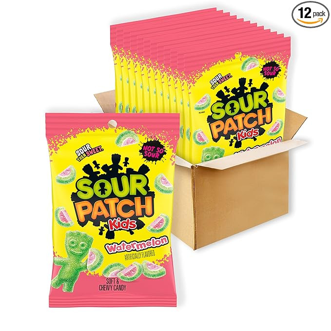 SOUR PATCH KIDS Watermelon Soft & Chewy Candy, Bulk Candy, 12 - 8 oz Bags | Amazon (US)