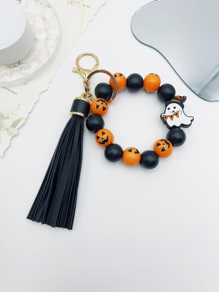 Halloween Ghost & Tassel Charm Beaded Bracelet | SHEIN