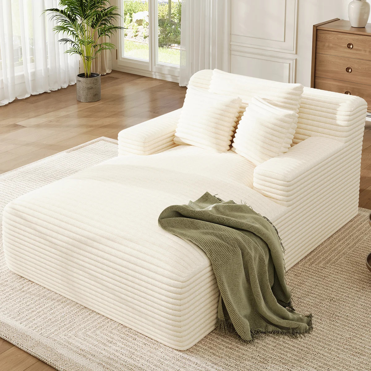 Latitude Run® No Assembly Required 64''D Corduroy Indoor Chaise Lounge Chair Upholstered Modern ... | Wayfair North America