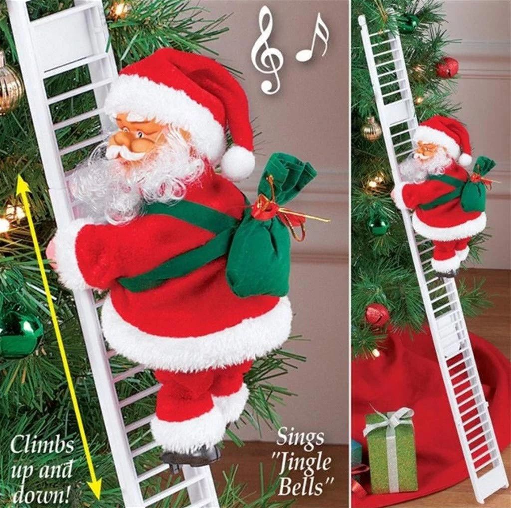 Peroptimist Ladder Climbing Santa Claus with Singing - Christmas Electric Plush Doll Figurine Dec... | Walmart (US)