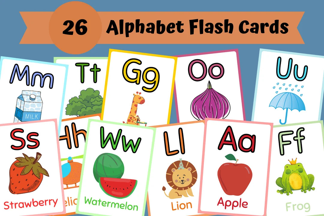 26 ABC Flash Cards, Educational Cards, A-Z Cards, Learn Abcs, Alphabet Flashcards, Kids Colors Al... | Etsy (US)