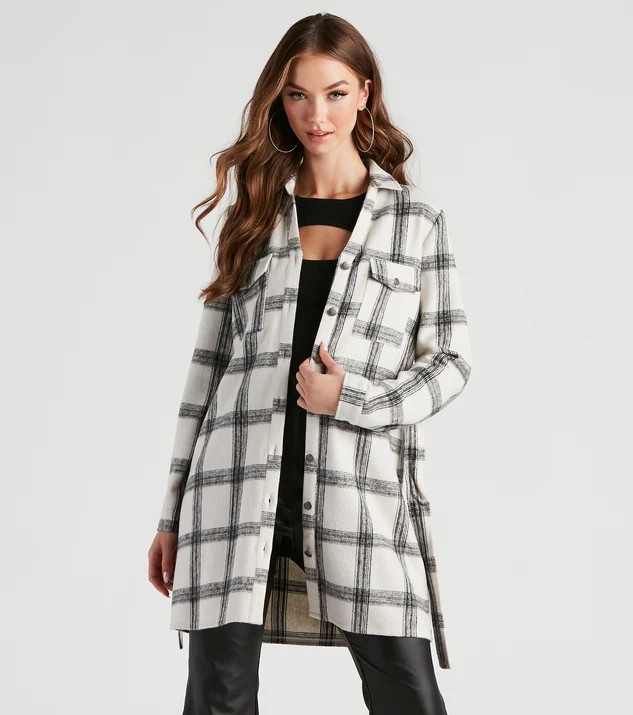 Girl On The Go Flannel Trench Coat | Windsor Stores
