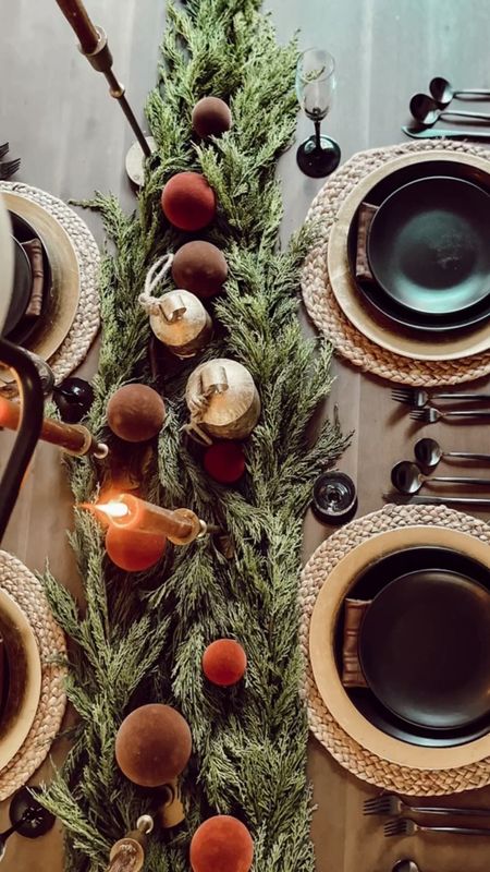 Holiday tablescape with moody vibes! Studio McGee velvet ornaments, wayfair finds, cedar garland

#LTKhome #LTKHoliday #LTKunder100