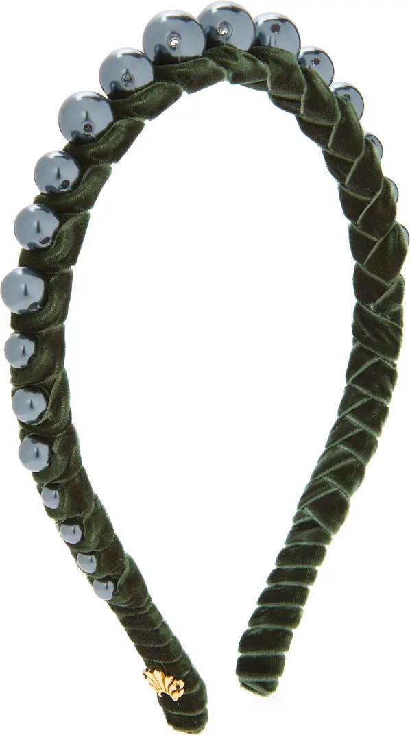Imitation Pearl Velvet Headband | Nordstrom