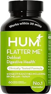 HUM Flatter Me Supplement for Daily Bloating - 18 Full Spectrum Digestive Enzymes to Support Food... | Amazon (US)